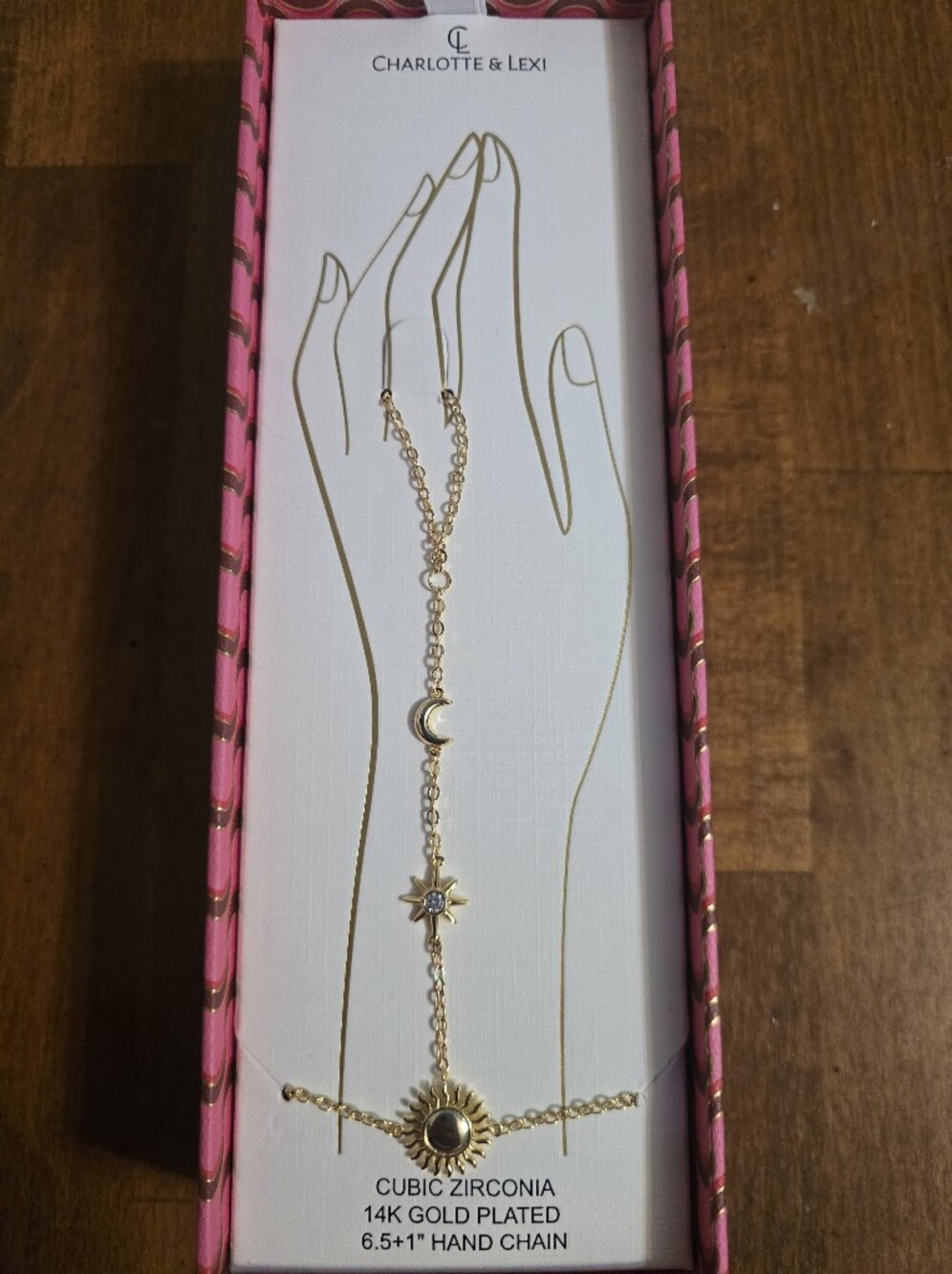 Gold Moon & Star Hand Chain Bracelet